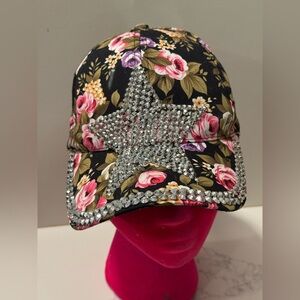 Floral Rhinestone Star Cap